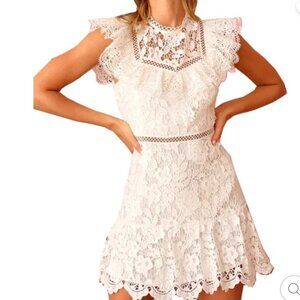 White lace mini dress anthropologie
